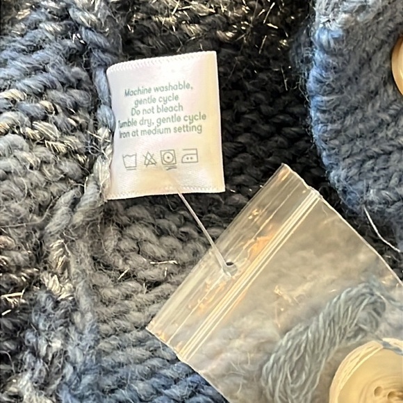 Roller Rabbit LILLIEN CARDIGAN SWEATER Blue Metallic Wool Blend- M/L - Picture 7 of 9